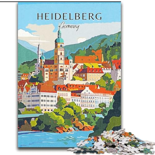 Puzzle für Erwachsene, 1000 Teile, schwierig, Heidelberg, Deutschland, Reise, anspruchsvolles Spiel und Familienspiel mit passendem Poster und Quizblatt, 38x26cm Puzzle für Erwachsene, 1000 Teile, schwierig, Heidelberg, Deutschland, Reise, anspruchsvolles Spiel und Familienspiel mit passendem Poster und Quizblatt, 38x26cm von LYXIANY