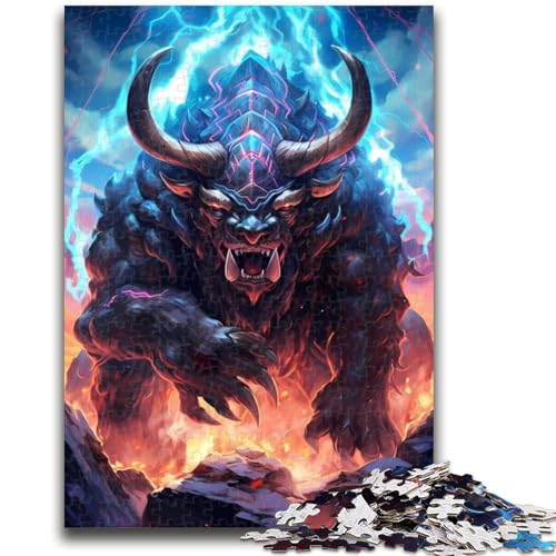 Puzzle für Erwachsene, 1000 Teile, schwierig, King Monster Bull, herausfordernd zu vervollständigen, Aber lustiges und humorvolles Lernspiel zum Geburtstag, 50x75cm von LYXIANY