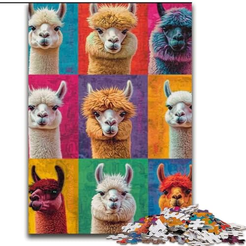 Puzzle für Erwachsene, 1000 Teile, schwierige Alpaka-Collage, Lernspiele, Heimdekoration, geeignet für die Schreibtischdekoration (Größe 26x38cm) von LYXIANY