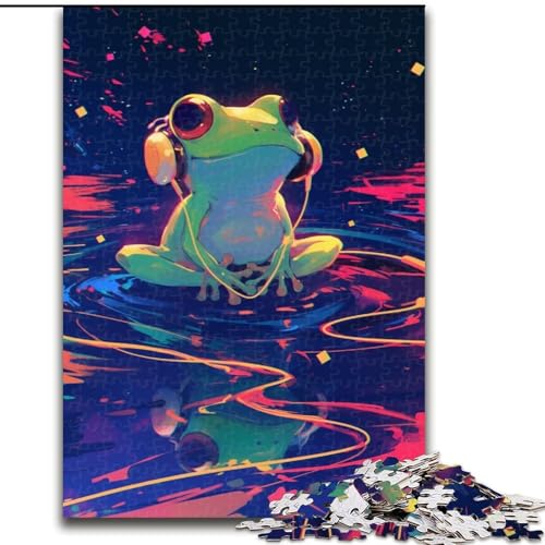 Puzzle für Erwachsene, 1000 Teile, schwieriger Frosch, der Musik hört, Stressabbau, schwierige Herausforderung, Wichtelgeschenke für Kinder ab 14 Jahren (Größe 50x75cm) von LYXIANY