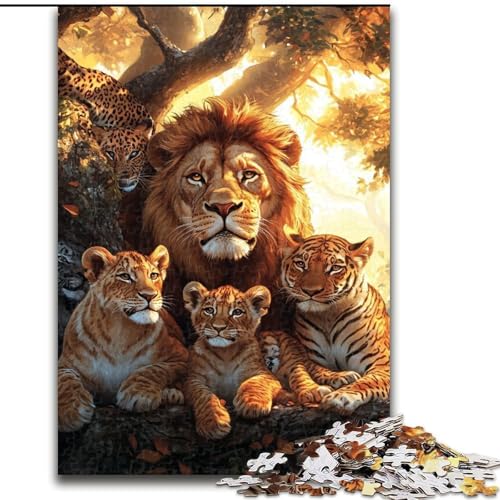 Puzzle für Erwachsene, 1000 Teile, schwieriger Löwe, herausfordernd, mit vollständig ineinandergreifenden, zufällig geformten Teilen (Größe 50x75cm) von LYXIANY