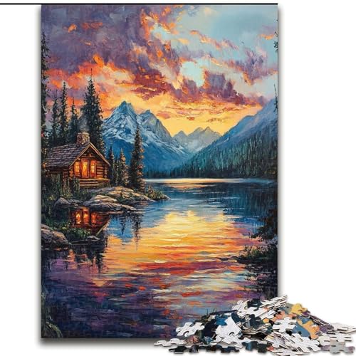 Puzzle für Erwachsene, 1000 Teile, schwieriges Herbst-Holzhaus, Lernspielzeug, Familienspiele, einzigartige Geburtstags- und Geschenkideen (Größe 26x38cm) von LYXIANY