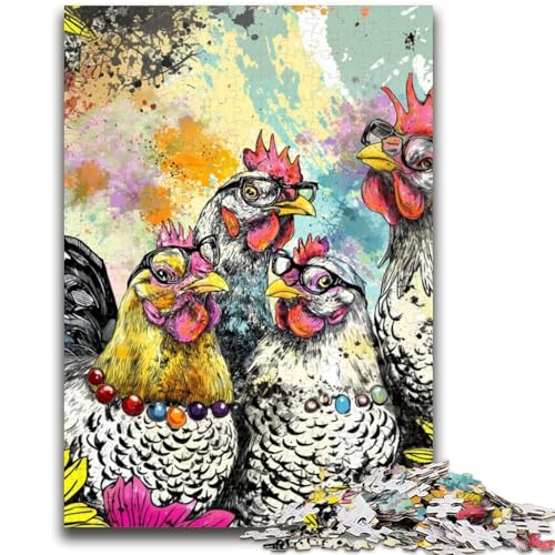 Puzzle für Erwachsene, 1000 Teile, schwieriges Lernspiel „DREI Hühner“, für die ganze Familie, ganze Familie, für Kinder ab 14 Jahren, 26x38cm von LYXIANY