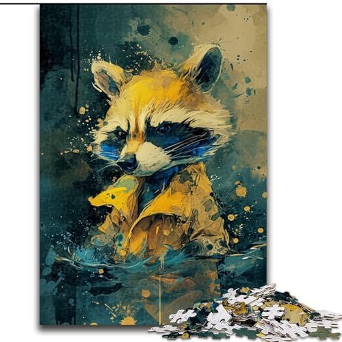 Puzzle für Erwachsene, 1000 Teile, süßer Kleiner gelber Waschbär, unmögliches Puzzle für Erwachsene, Geburtstagsgeschenkidee, anspruchsvolles Denkspiel, Größe 50x75cm von LYXIANY