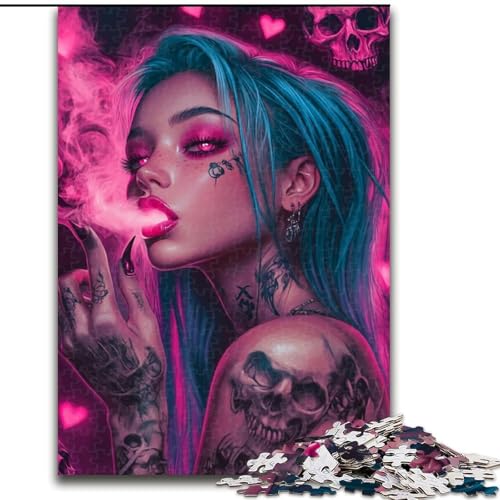 Puzzle für Erwachsene, 1000 Teile, wunderschönes tätowiertes Mädchen, Puzzle aus Holz, anspruchsvolles Denkspiel für Teenager, Familienspaß, interaktives Spiel, Größe 50x75cm Puzzle für Erwachsene, 1000 Teile, wunderschönes tätowiertes Mädchen, Puzzle aus Holz, anspruchsvolles Denkspiel für Teenager, Familienspaß, interaktives Spiel, Größe 50x75cm von LYXIANY