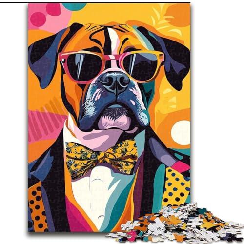 Puzzle für Erwachsene, 1000-teiliges Boxer-Hunde-Puzzle, Spielgeschenk für Erwachsene, interaktives Familienspiel, Gehirn-Herausforderungsgeschenk (Größe 26x38cm) von LYXIANY