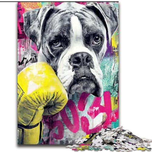 Puzzle für Erwachsene, 1000-teiliges Boxer-Hunde-Puzzle, Spielgeschenk für Erwachsene, interaktives Familienspiel, Gehirn-Herausforderungsgeschenk (Größe 26x38cm) von LYXIANY
