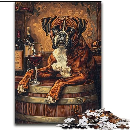 Puzzle für Erwachsene, 1000-teiliges Boxer-Hunde-Trinkpuzzle, anspruchsvolle DIY-Kunst für Enthusiasten, Entspannung (Größe 26x38cm) von LYXIANY