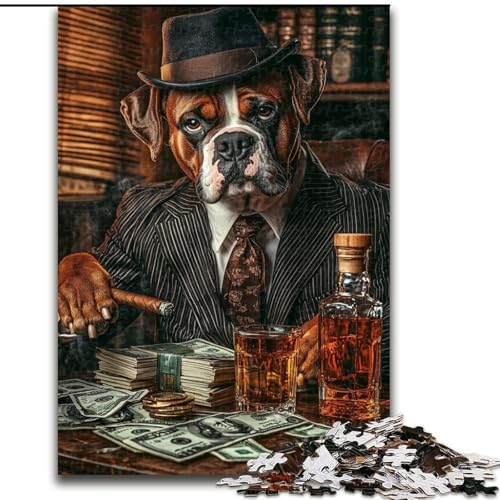Puzzle für Erwachsene, 1000-teiliges Boxer-Hunde-Trinkpuzzle, interaktives Familienspiel, DIY-Heimdekor, Gehirn-Herausforderungsgeschenk (Größe 26x38cm) von LYXIANY