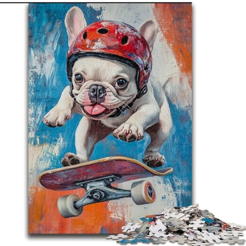 Puzzle für Erwachsene, 1000-teiliges Bulldog-Skateboard-Puzzle aus Holz, Familie und Freunde, knifflige Herausforderung, Größe 50x75cm Puzzle für Erwachsene, 1000-teiliges Bulldog-Skateboard-Puzzle aus Holz, Familie und Freunde, knifflige Herausforderung, Größe 50x75cm von LYXIANY