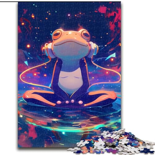 Puzzle für Erwachsene, 1000-teiliges Frosch-Musik-Puzzle, anspruchsvolle DIY-Kunst für Enthusiasten, Entspannung (Größe 50x75cm) von LYXIANY