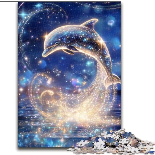 Puzzle für Erwachsene, 1000-teiliges Galaxie-Delfin-Puzzle aus Karton, anspruchsvolles DIY-Denkspiel, interaktives Familienspiel, Größe 38x26cm von LYXIANY