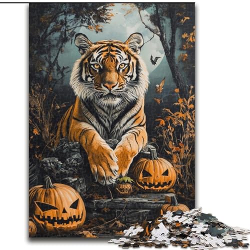 Puzzle für Erwachsene, 1000-teiliges Halloween-Tiger-Puzzle, pädagogisches Denkspiel, künstlerische Heim- und Bürodekoration, ab 14 Jahren (Größe 26x38cm) von LYXIANY