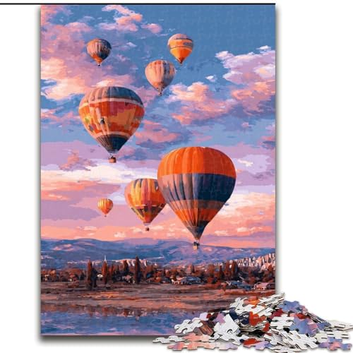 Puzzle für Erwachsene, 1000-teiliges Heißluftballon-Puzzle aus Holz zum Entspannen und Herausfordern, farbenfrohe Kunst zur Heimdekoration, Freunde, Größe 50x75cm von LYXIANY