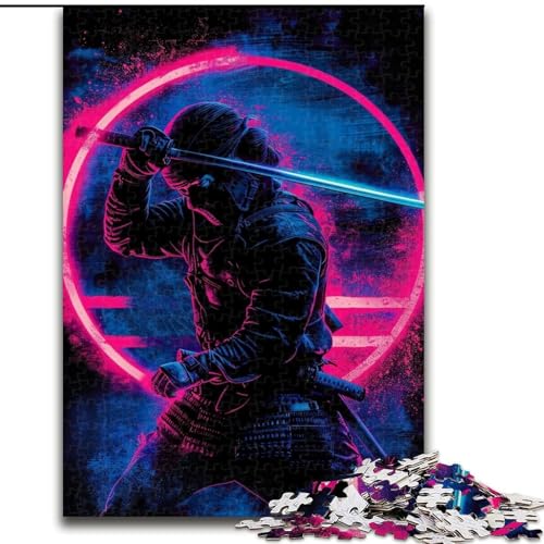 Puzzle für Erwachsene, 1000-teiliges Japanisches Neon-Ninja-Puzzle für Teenager, Lernspiele für die ganze Familie, Heimdekoration, Geschenk (Größe 26x38cm) von LYXIANY