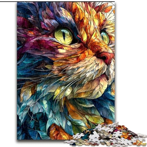Puzzle für Erwachsene, 1000-teiliges Katzen-Puzzle zum Ausmalen für Teenager, Spieleabend mit der Familie, hirnfordernde Geschenkidee (Größe 50x75cm) von LYXIANY