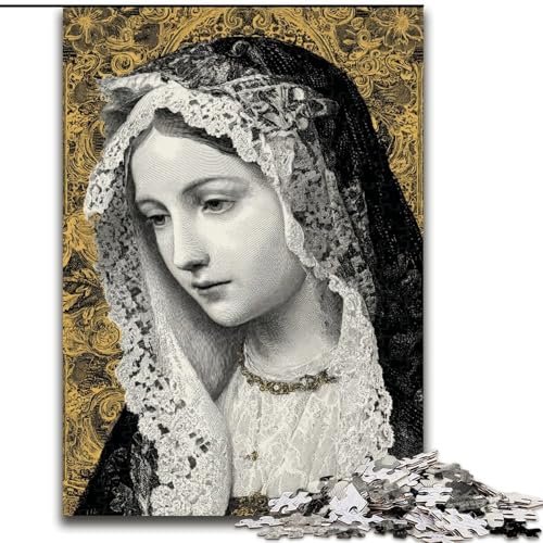 Puzzle für Erwachsene, 1000-teiliges Porträt von Maria, der Mutter. Anspruchsvolles Denkspiel für Teenager, perfekt als Heimdekoration oder Geschenk (Größe 50x75cm) von LYXIANY