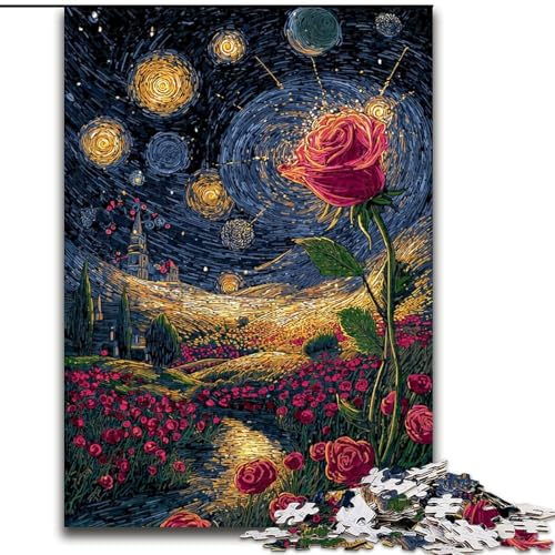 Puzzle für Erwachsene, 1000-teiliges Psychedelic Rose-Puzzle aus Karton, anspruchsvolles Denkspiel für Teenager und Familien, Größe 38x26cm von LYXIANY