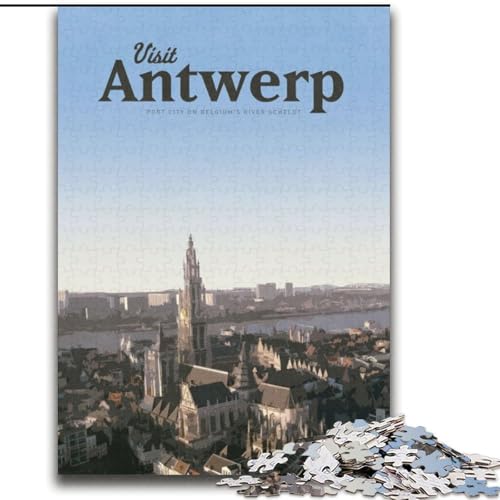 Puzzle für Erwachsene, 1000-teiliges Puzzle, Besuchen Sie Antwerpen, Quizspiel, ganze Familie (38x52cm),1000 Teile von LYXIANY
