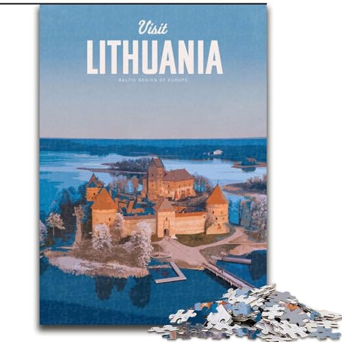 Puzzle für Erwachsene, 1000-teiliges Puzzle, Besuchen Sie Litauen, Quizspiel, ganze Familie (26x38cm),1000 Teile von LYXIANY