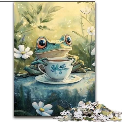 Puzzle für Erwachsene, 1000-teiliges Puzzle, Frosch trinkt Tee, Quizspiel, Wanddekoration, einzigartige Geburtstags (Größe 50x75cm) von LYXIANY