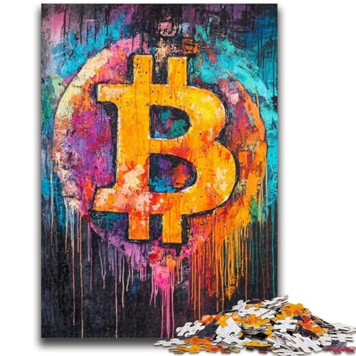 Puzzle für Erwachsene, 1000-teiliges Puzzle, Graffiti, Bitcoin, Stressabbau, schwierige Herausforderung, stärkt die Liebe zwischen Paaren, 50x75cm von LYXIANY