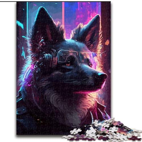Puzzle für Erwachsene, 1000-teiliges Puzzle, Punk-Husky-Hund, Quizspiel, Wanddekoration, einzigartige Geburtstags (Größe 26x38cm) von LYXIANY