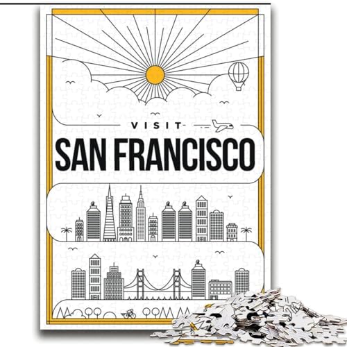 Puzzle für Erwachsene, 1000-teiliges Puzzle, San Francisco, Kalifornien, Quizspiel, ganze Familie (38x52cm),1000 Teile von LYXIANY