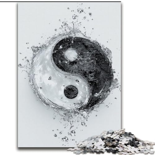 Puzzle für Erwachsene, 1000-teiliges Puzzle, Schwarz-Weiß-Yin und Yang, Quizspiel, Wanddekoration, einzigartige Geburtstags (Größe 50x75cm) von LYXIANY
