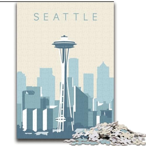 Puzzle für Erwachsene, 1000-teiliges Puzzle, Seattle-Quizspiel, ganze Familie (38x52cm),1000 Teile von LYXIANY