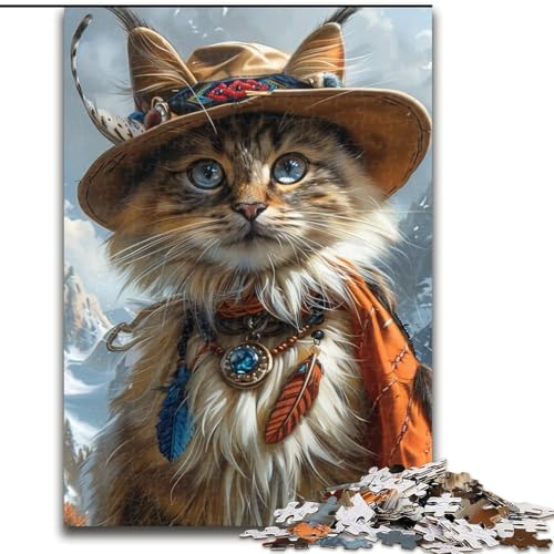 Puzzle für Erwachsene, 1000-teiliges Puzzle, Wikingerkatze, hilft dem Gehirn, süchtig machendes Spielzeug zu trainieren, um Geduld zu fördern, perfekte Dekoration (Größe 26x38cm) von LYXIANY