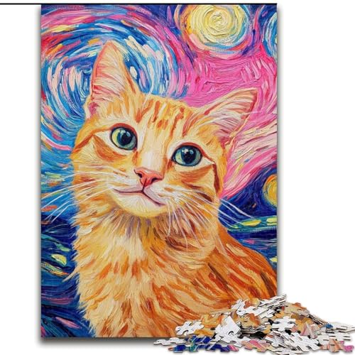 Puzzle für Erwachsene, 1000-teiliges Puzzle, lächelnde Katze, für Lernspiele, Herausforderungsspielzeug, verbessert das Gedächtnis für 14-Jährige (Größe 50x75cm) von LYXIANY