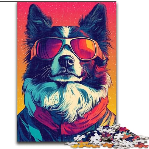 Puzzle für Erwachsene, 1000-teiliges Puzzle Husky mit Brille, Familienspiel für und einzigartige Heimdekoration und Geschenke für 14-Jährige (Größe 26x38cm) von LYXIANY