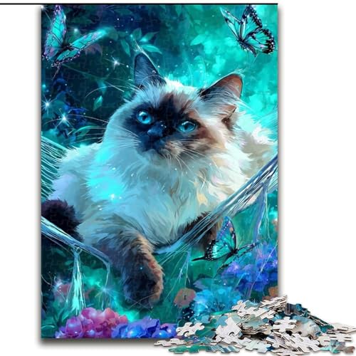 Puzzle für Erwachsene, 1000-teiliges Puzzle Katze und Schmetterling, Quizspiel zur Stärkung der Liebe zwischen Paaren für Kinder ab 14 Jahren (Größe 50x75cm) von LYXIANY