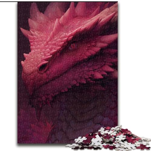 Puzzle für Erwachsene, 1000-teiliges Puzzle Roter Drache, pädagogisches Denkspiel, künstlerische Heim- und Bürodekoration, ab 14 Jahren (Größe 50x75cm) von LYXIANY