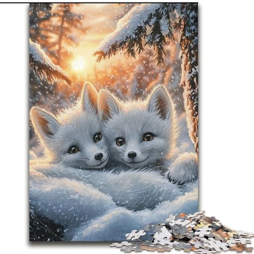 Puzzle für Erwachsene, 1000-teiliges Puzzle Schlafender weißer Fuchs aus Holz, anspruchsvolles Denkspiel für Teenager und Familien, Größe 50x75cm von LYXIANY