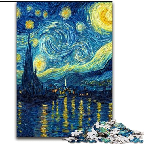 Puzzle für Erwachsene, 1000-teiliges Puzzle Van Gogh Nachthimmel, dekomprimierendes intellektuelles Lernspielzeug ganze Familie (Größe 50x75cm) von LYXIANY