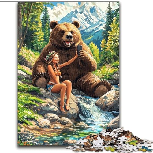 Puzzle für Erwachsene, 1000-teiliges Puzzle mit Braunbär und kleinem Mädchen, pädagogisches Denkspiel, künstlerische Heim- und Bürodekoration, ab 14 Jahren (Größe 50x75cm) von LYXIANY