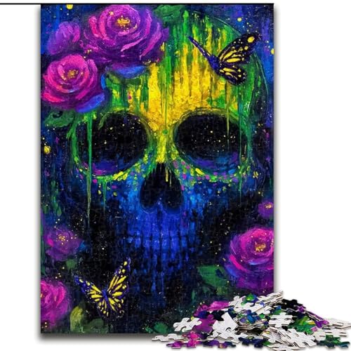 Puzzle für Erwachsene, 1000-teiliges Rätsel mit mysteriösem Totenkopf, pädagogisches Denkspiel, künstlerische Heim- und Bürodekoration, ab 14 Jahren (Größe 26x38cm) von LYXIANY