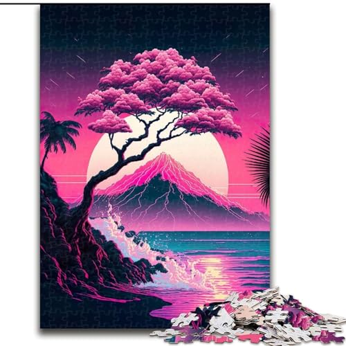 Puzzle für Erwachsene, 1000-teiliges Vaporwave Beach-Holzpuzzle, Heimdekoration, Denksportspiel für Teenager und Familieninteraktion, Größe 50x75cm von LYXIANY