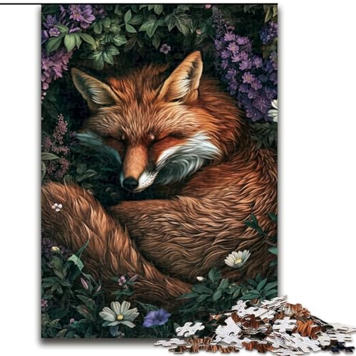 Puzzle für Erwachsene, 1000-teiliges Waldfuchs-Puzzle aus Holz zum Entspannen und Herausfordern, farbenfrohe Kunst zur Heimdekoration, Freunde, Größe 50x75cm von LYXIANY