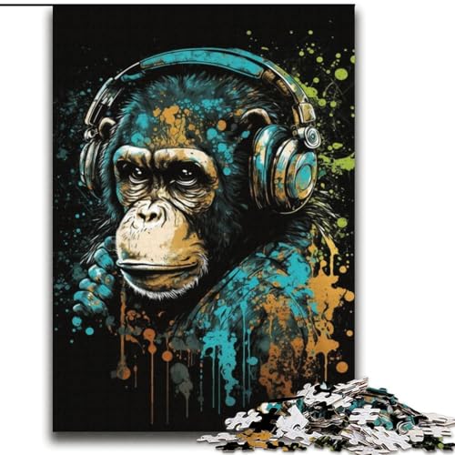 Puzzle für Erwachsene, 2000 Teile, Kopfhörer, Schimpanse, für Kinder ab 14 Jahren, Spielspielzeug, ganze Familie, 70x100cm Puzzle für Erwachsene, 2000 Teile, Kopfhörer, Schimpanse, für Kinder ab 14 Jahren, Spielspielzeug, ganze Familie, 70x100cm von LYXIANY