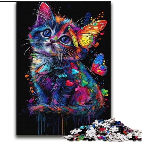 Puzzle für Erwachsene, 2000 Teile, Neonkatze, Familienspiel, Stressabbau, schwierige Herausforderung, stärkt die Liebe zwischen Paaren, 70x100cm von LYXIANY