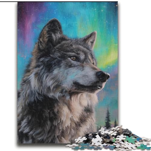 Puzzle für Erwachsene, 2000 Teile, Wolf unter der Aurora, Lernspiele, Heimdekoration ganze Familie, 70x100cm von LYXIANY
