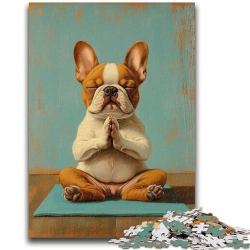 Puzzle für Erwachsene, Bulldogge auf Skateboard, anspruchsvoll zu vervollständigen, Aber lustig und humorvoll, einzigartige Heimdekoration und Geschenke, 50x75cm von LYXIANY