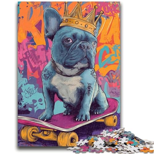 Puzzle für Erwachsene, Französische Bulldogge auf Skateboard, für Kinder ab 14 Jahren, anspruchsvoll zu vervollständigen, Aber lustig und humorvoll, tolle Geschenke und Spielzeuge, 26x38cm Puzzle für Erwachsene, Französische Bulldogge auf Skateboard, für Kinder ab 14 Jahren, anspruchsvoll zu vervollständigen, Aber lustig und humorvoll, tolle Geschenke und Spielzeuge, 26x38cm von LYXIANY