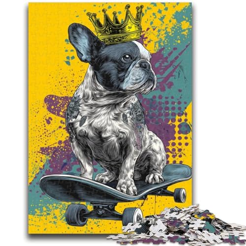 Puzzle für Erwachsene, Französische Bulldogge auf Skateboard, für Kinder ab 14 Jahren, anspruchsvoll zu vervollständigen, Aber lustig und humorvoll, tolle Geschenke und Spielzeuge, 50x75cm Puzzle für Erwachsene, Französische Bulldogge auf Skateboard, für Kinder ab 14 Jahren, anspruchsvoll zu vervollständigen, Aber lustig und humorvoll, tolle Geschenke und Spielzeuge, 50x75cm von LYXIANY