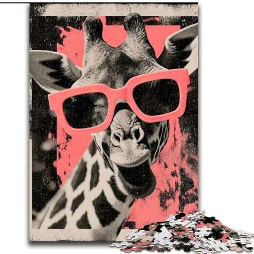 Puzzle für Erwachsene, Giraffe mit Brille, Lernspielzeug für Kinder ab 14 Jahren, ganze Familie (Größe 26x38cm) von LYXIANY