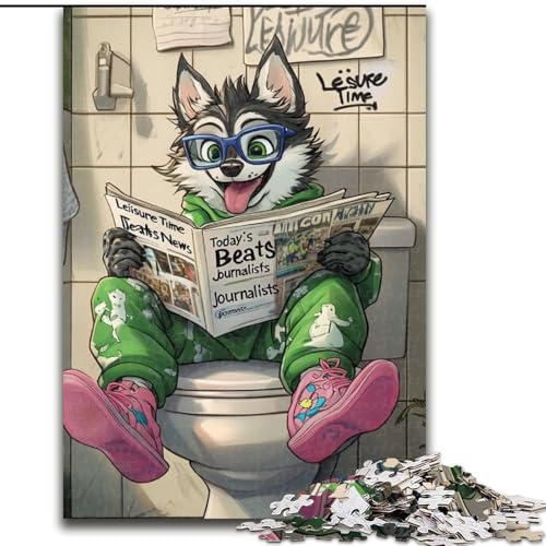 Puzzle für Erwachsene, Husky Go Toilet-Puzzles für Erwachsene, Größe 50x75cm, ideal für Verliebte, perfektes Weihnachts-, Neujahrs- und Valentinstagsgeschenk von LYXIANY