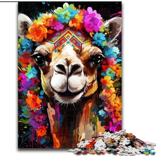 Puzzle für Erwachsene, Kamel mit Blumen, Puzzle für Erwachsene, Größe: 50x75cm, für Reiseliebhaber und Paare, anspruchsvolles Spielzeug von LYXIANY